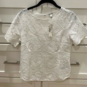 J. Crew White Lace Shirt